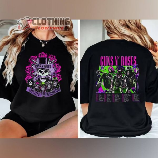 Guns N’ Roses Appetite For Destruction Album Merch, Guns N Roses Tour 2023 Shirt, Guns N Roses Rock Band T-Shirt