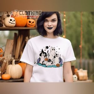Halloween Shirt, Ghost Cat T-Shirt, Spooky Halloween Cat Shirt, Witch Cat Shirt, Black Cat Tee, Scary Halloween Pumpkin, Spooky Season Tee, Halloween Gift