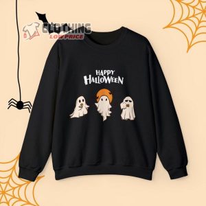 Halloween Sweatshirt, Happy Halloween Shirt, Cute Ghost T-Shirt, Spooky Ghost Halloween Tee, Halloween Bat, Halloween Gift Sweatshirt, Spooky Season