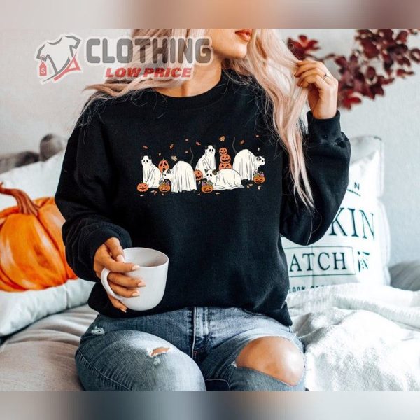 Halloween Black Cat Scary Ghost Spooky Season Sweatshirt
