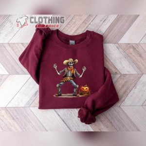 Halloween Skeleton Western Cowboy Sweatshirt Western Cowboy Killer Sweatshirt Retro Skeleton Cowboy Sweatshirt For Women4