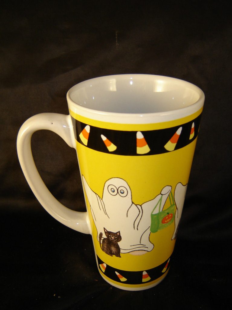 Halloween ghosts trick or treaters candy corn witches coffee mug picclick