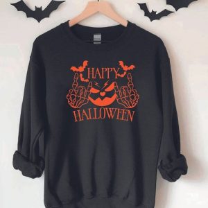 Happy Halloween Jack O Lantern Skeleton Hand Shirt Halloween Skeleton T Shirt Skeleton Hand Halloween 1