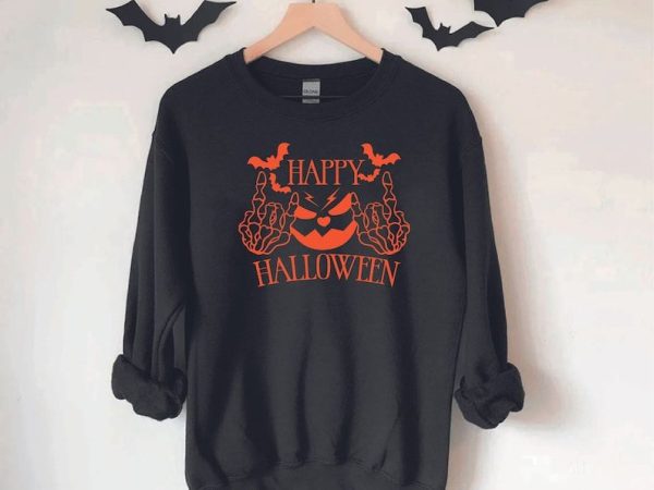 Happy Halloween Jack O Lantern Skeleton Hand Shirt Halloween Skeleton T Shirt Skeleton Hand Halloween 1