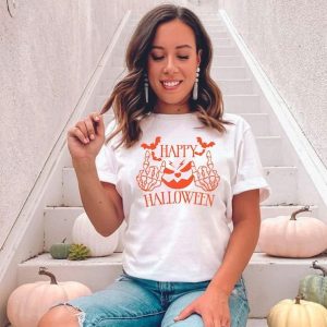 Happy Halloween Jack O Lantern Skeleton Hand Shirt Halloween Skeleton T Shirt Skeleton Hand Halloween 2