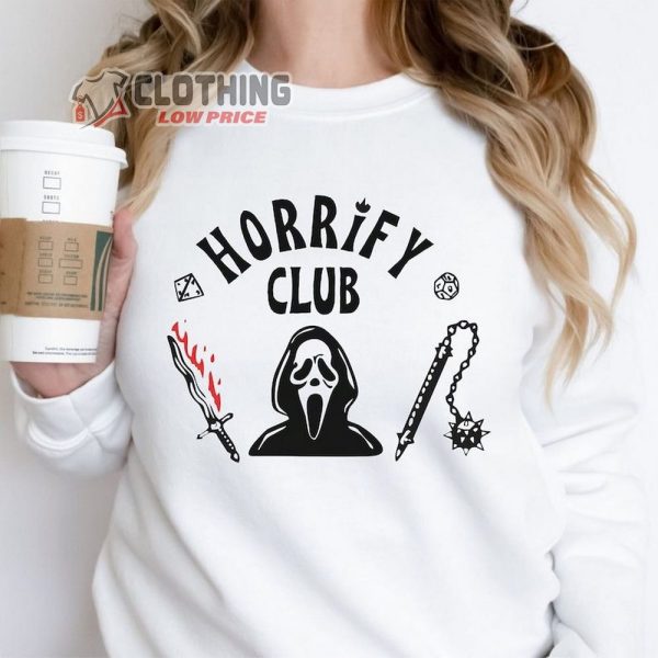 Horrify Club Stranger Things Halloween Horror Nights Shirt Hell Club Merch Horror Skull Sweatshirt Horror Characters Horror Movie Tee Ghost Scream Tee
