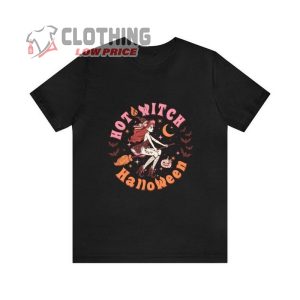 Hot Witch Halloween, Witch Riding Broom Halloween Shirt
