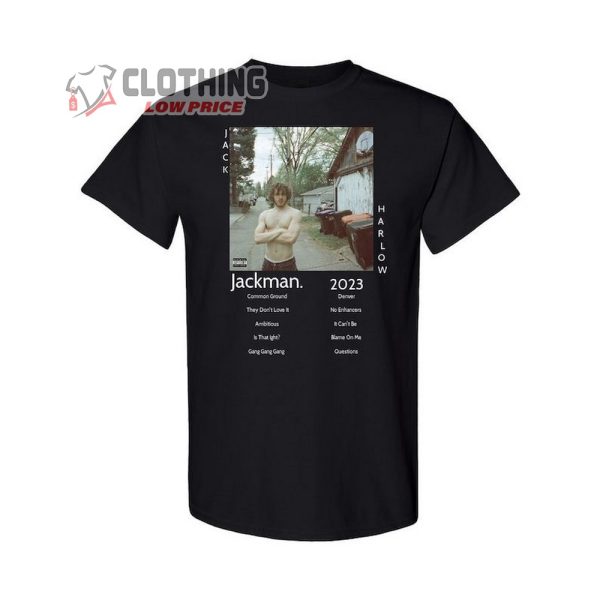 Jack Harlow Jackman Album Cover Unisex Black Tee Shirt For Men, Jack Harlow Gang Gang Gang Song Shirts, Jack Harlow Common Groung Song Merch