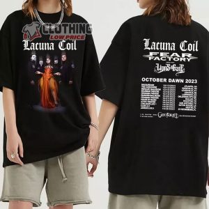 Lacuna Coil And Fear Factory US Tour 2023 Merch Lacuna Coil 2023 Dawn US Tour Shirt Lacuna Coil 2023 Concert With Lions At The Gate T Shirt 2