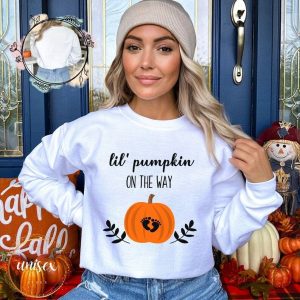 Lil Pumpkin On The Way Halloween Sweatshirt Pumpkin Halloween Sweatshirt Halloween Woman Sweatshirt1