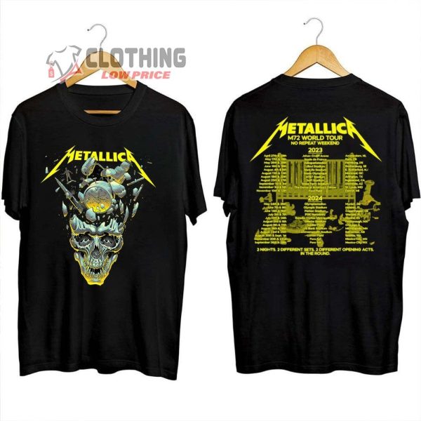 Metallica Album Song And Tour 2023-2024 Merch, Metallica Skull 72 Seasons Shirt, Metallica M72 World Tour No Repeat Weekend 2023-2024 Tickets T-Shirt