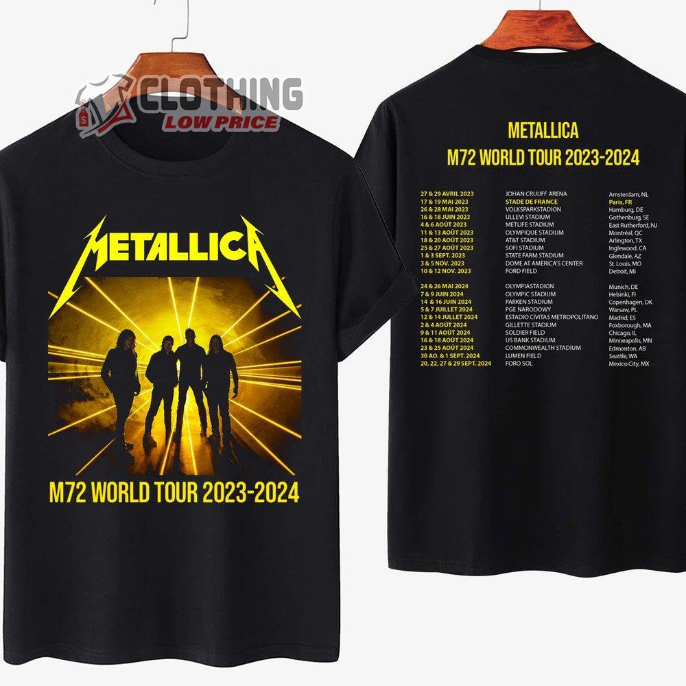 Metallica Band Metal Tour 2023-2024 Event Merch, M72 World Tour 2023-2024 Shirt, Vintage Metallica Band Tour Dates 2024 T-Shirt