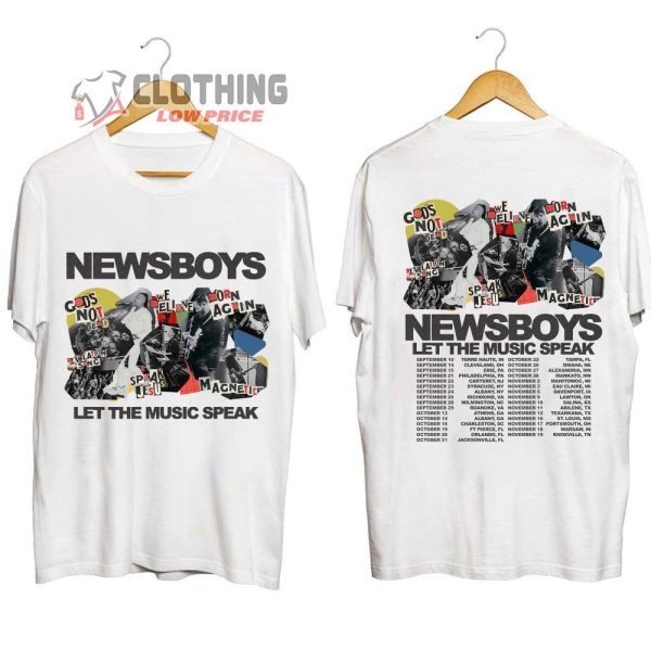 Newsboys 2023 Let The Music Speak Tour Merch, Newsboys Band Let The Music Speak Concert With Special Guest Adam Agee T-Shirt