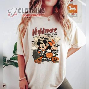 Nightmare On Main Street Mickey Minnie Comfort Colors Shirt, Mickey Disney Ghost Spooky Pumpkin Halloween Shirt