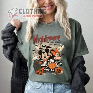 Nightmare On Main Street Mickey Minnie Comfort Colors Shirt, Mickey Disney Ghost Spooky Pumpkin Halloween Shirt