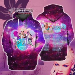 Pink Concert 2023 Music Festival Merch, Pink Singer Summer Carnival 2023 Tour Dates Tickets Hoodie 3D All Over Printed
