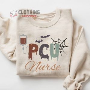 Pcu Nurse Halloween Sweatshirt Nurse Halloween Shirt Care Unit Nursing Crewneck Tee Spooky Season Sweater2