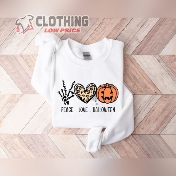 Peace Love Halloween Sweatshirt, Happy Halloween Shirt, Halloween Shirt, Funny Halloween Shirt