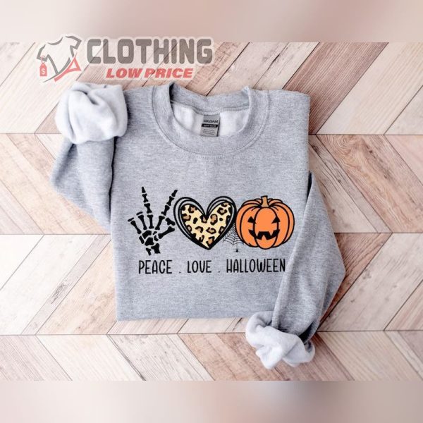 Peace Love Halloween Sweatshirt, Happy Halloween Shirt, Halloween Shirt, Funny Halloween Shirt