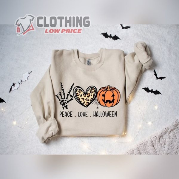 Peace Love Halloween Sweatshirt, Happy Halloween Shirt, Halloween Shirt, Funny Halloween Shirt