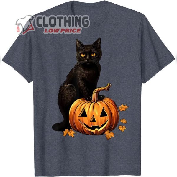 Retro Black Cat Halloween, Pumpkin Costume Halloween T-Shirt