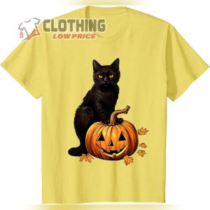 Retro Black Cat Halloween, Pumpkin Costume Halloween T-Shirt