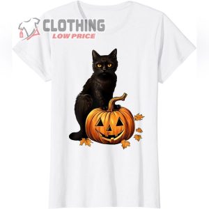 Retro Black Cat Halloween Pumpkin Costume Halloween T Shirt3