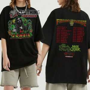 Rob Zombie Freaks On Parade Tour Setlists 2023 Shirts Rob Zombie Alice Cooper Dates Merch Rob Zombie Music Shirt Rob Zombie Concert Tee
