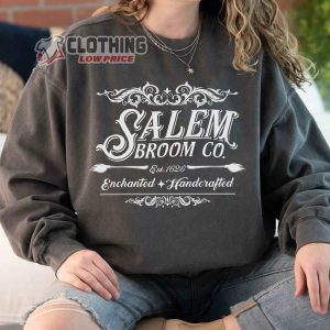 Salem Broom Co Est 1692 Sweatshirt Salem Broom Enchanted Handcrafted Shirt Retro Salem Massachusetts Halloween Merch 3