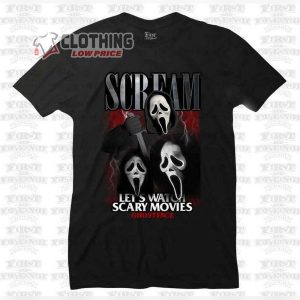 Scary Movie Ghost Face T-Shirt, Scream Pennywise Halloween Costume Tee Merch