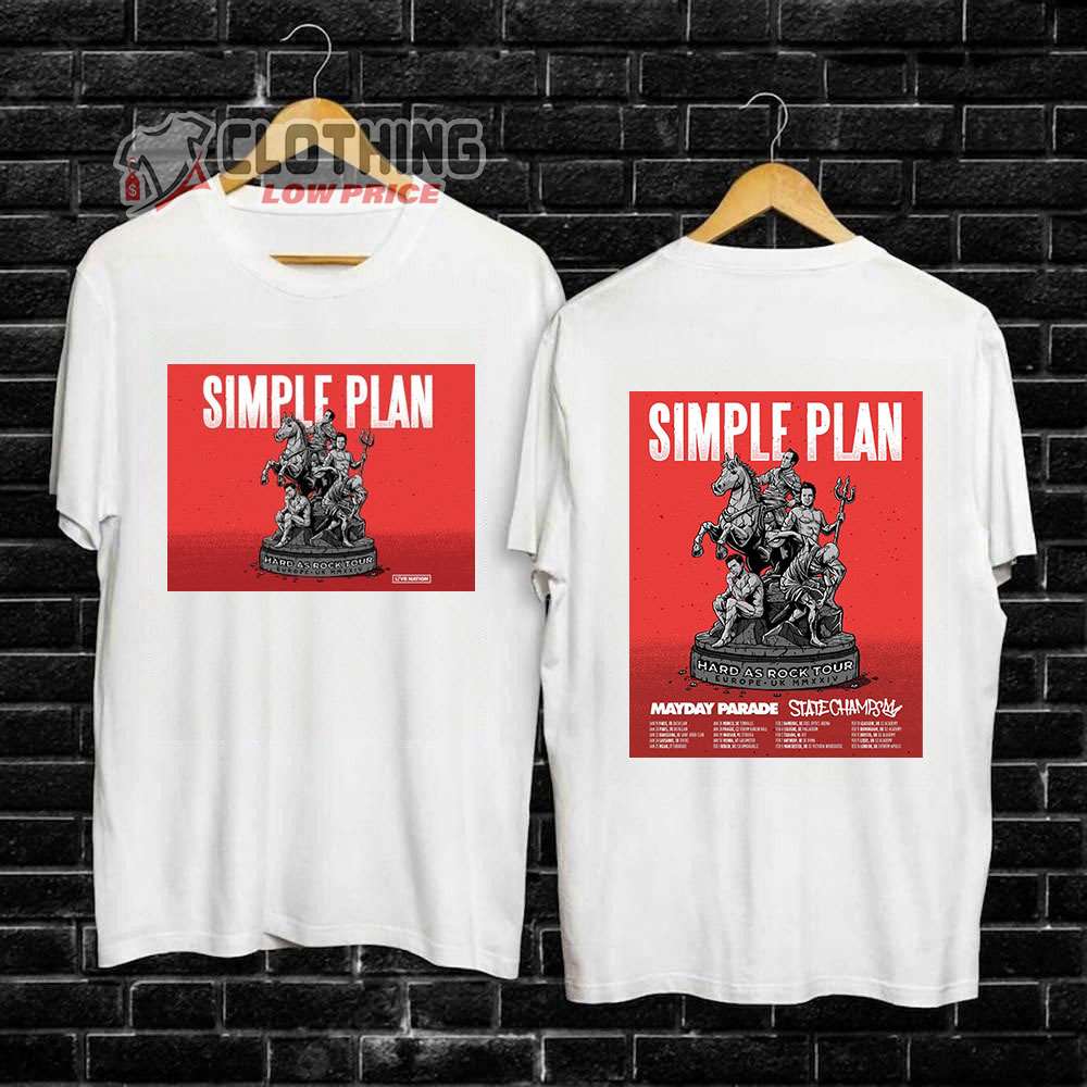 Simple Plam World Tour 2024 Setlist Tickets Merch, Simple Plam Hard As Rock Tour Tee, Simple Plam UK Tour 2024 Shirt, Simple Plam UK and European Tour With State Champs, Mayday Parade T-Shirt