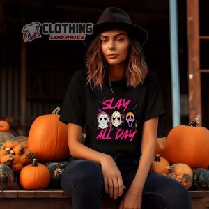 Slay All Day Cute Ghosts Halloween Sweatshirt Spooky Season Womens Halloween Sweatshirt Halloween Killers Tee Horror Movie Killers Shirt3