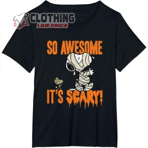 So Awesome It’s Scary Snoopy Woodstock Halloween Shirt, Snoopy Woodstock Mummy Halloween Tee Shirt