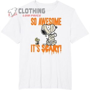 So Awesome Its Scary Snoopy Woodstock Halloween Shirt Snoopy Woodstock Mummy Halloween Tee Shirt 3