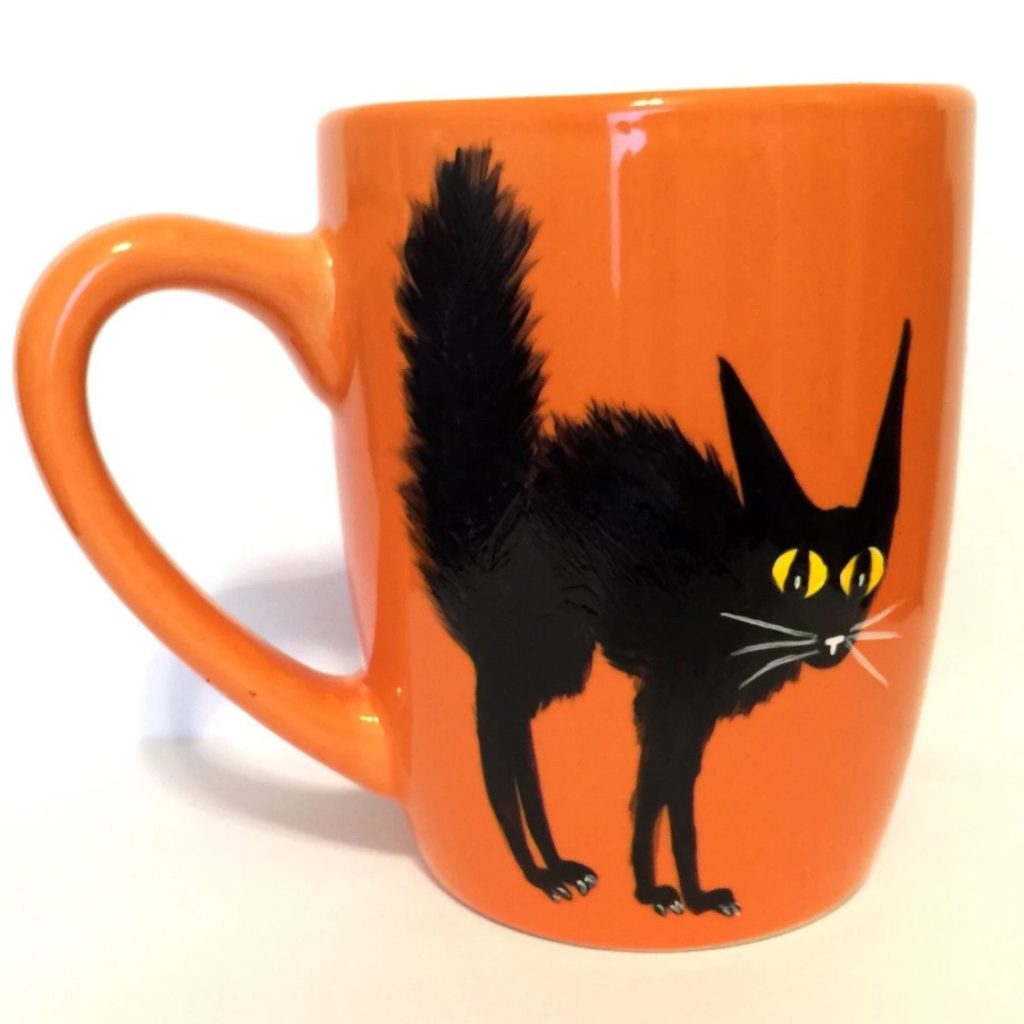 Spooky Cat Ceramic Halloween Mug esty