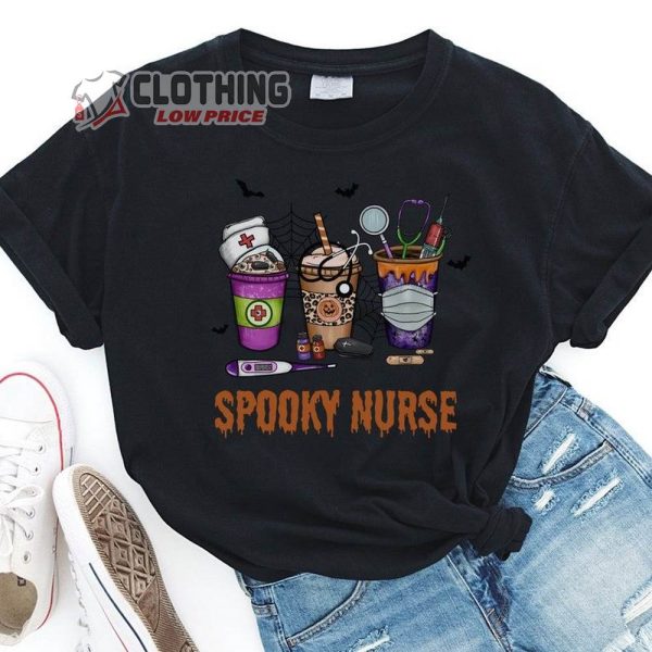 Spooky Nurse Comfort Colours Halloween Shirt, Nurse Halloween Shirts, Halloween Coffee Cup Shirt, Spooky Season Sweatshirt