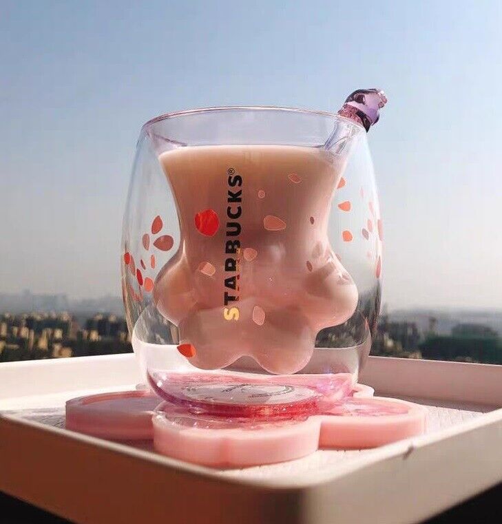 Starbucks Cat Paw Glass Cup ebay 1