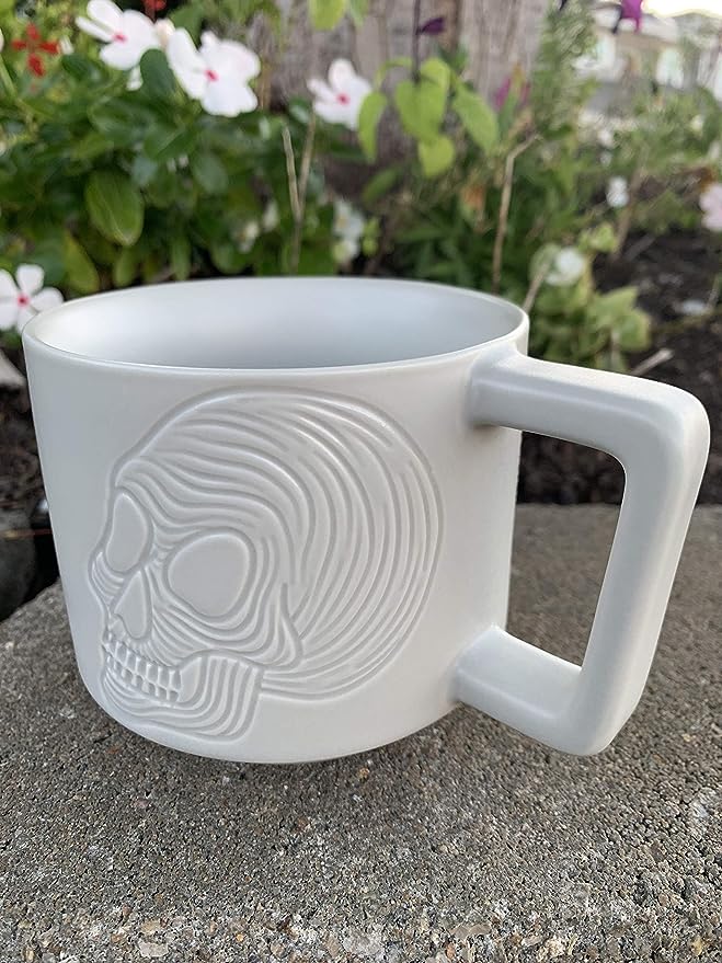 Starbucks Halloween Limited Edition White Tonal Skull Stackable Ceramic Coffee Cup Mug amazon