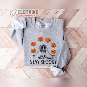 Stay Spooky Pumpkin Halloween Sweatshirt Skeleton Halloween Tee Pumpkin Sweatshirt Fall Spooky Season Shirt For Women3