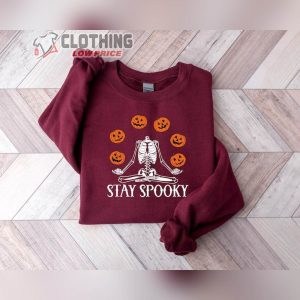 Stay Spooky Pumpkin Halloween Sweatshirt Skeleton Halloween Tee Pumpkin Sweatshirt Fall Spooky Season Shirt For Women4