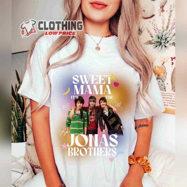 Sweet Mama It’S The Jonas Brothers Shirt, Jonas Brothers Five Albums One Night Tour T-Shirt, Jonas Brothers Yankee Stadium Tee