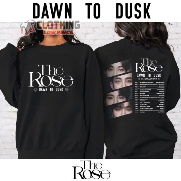 The Rose Kpop Band World Tour 2023 US – Canada Merch, The Rose 2023 ‘Dawn To Dusk’ Us And Canada Tour Shirt, Dual Rock Album Tee