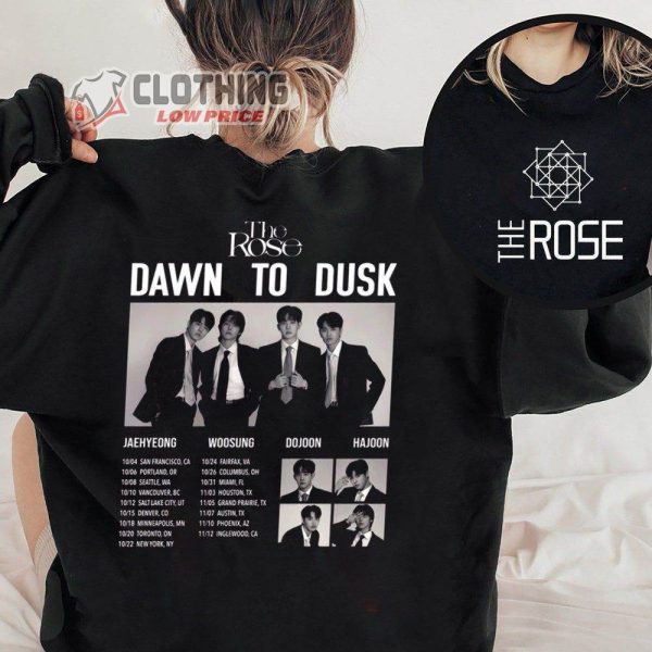 The Rose Logo World Tour 2023 Tickets Merch, The Rose Dawn To Dusk Tour Dates 2023 Shirt, Woosung Dojoon Hajoon Jaehyeong The Rose Band T-Shirt