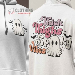 Thick Thighs Spooky Vibes Shirt Halloween Ghost 1
