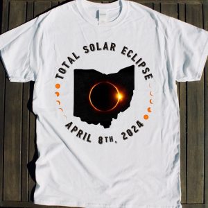 Total Solar Eclipse Ohio April 8 2024 Viewing Party Merch, Event Lunar Map Cleveland Dayton T-Shirt