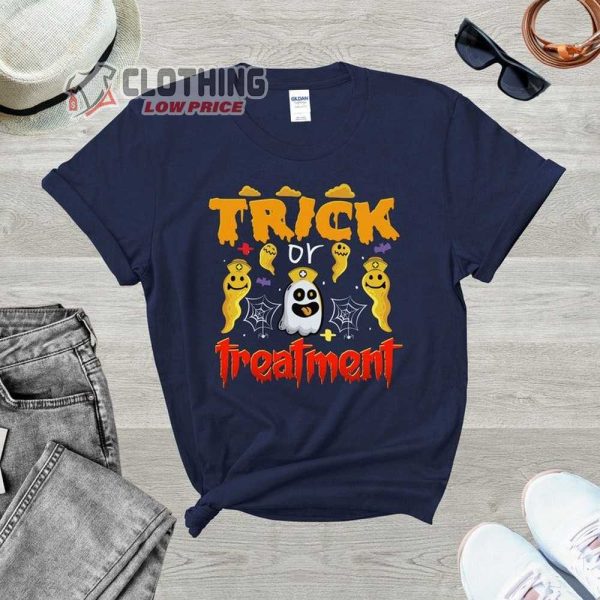 Trick Or Treat Halloween Nursing Shirt, Funny Nurse Gift Tee, Trick Or Treatment Tshirt, Halloween Nurse Gift Shirt, Gift For Nurse Halloween Shirt, Nurse Gift Costume Merch