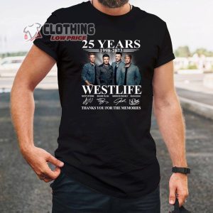 Westlife 25 Years 1998-2023 Thanks For The Memories Merch, Westlife Tour 2023 Signatures T-Shirt
