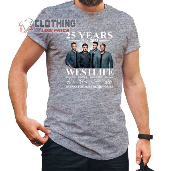 Westlife 25 Years 1998-2023 Thanks For The Memories Merch, Westlife Tour 2023 Signatures T-Shirt