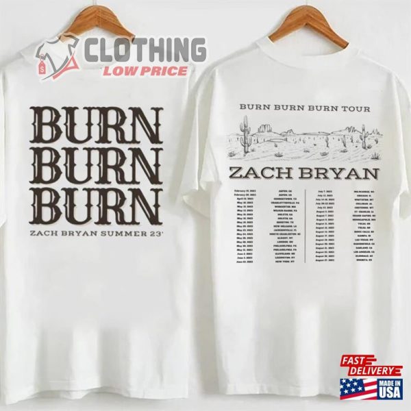 Zach Bryan Tour Dates 2023 T- Shirt, Vintage Zach Bryan Shirt, Zach Bryan Burn Tour 2023 Concert Classic T- Shirt