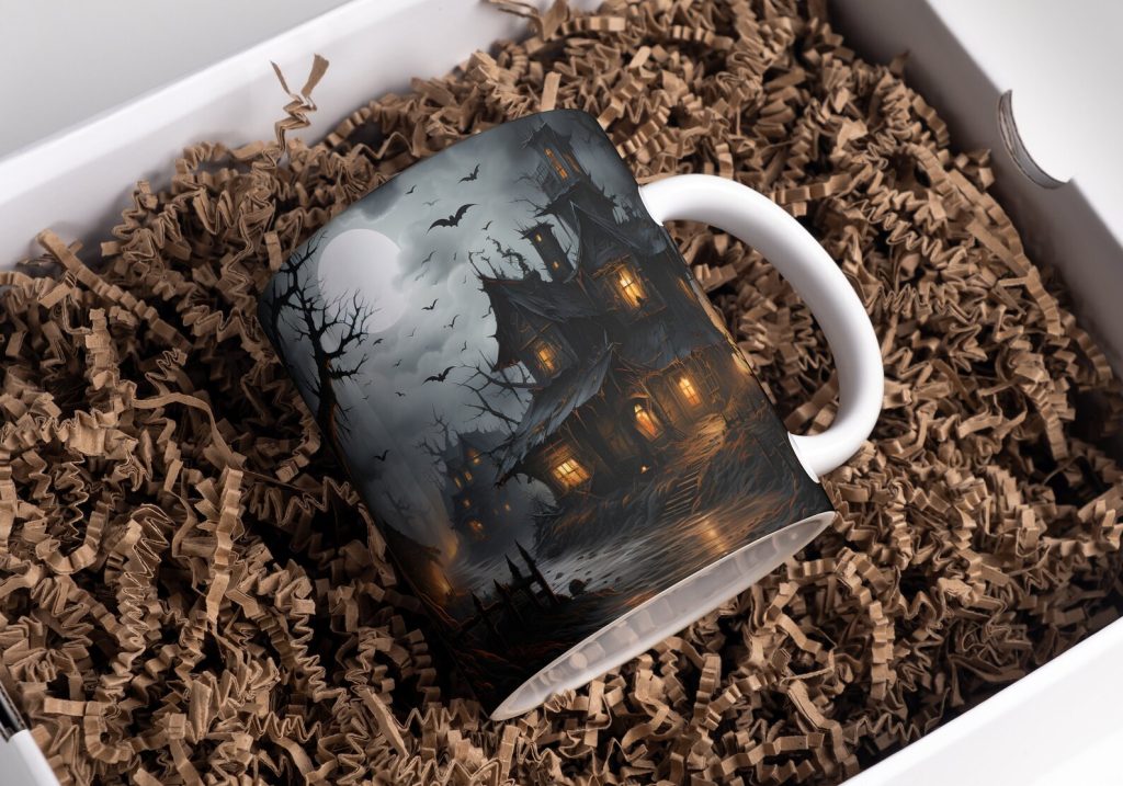 3D haunted house scary halloween coffee Mug etsy